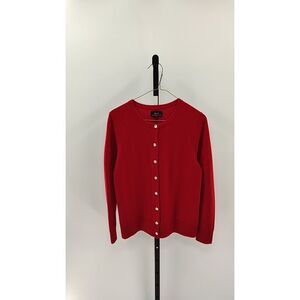 Quince Red Crewneck Button-Front Sweater
